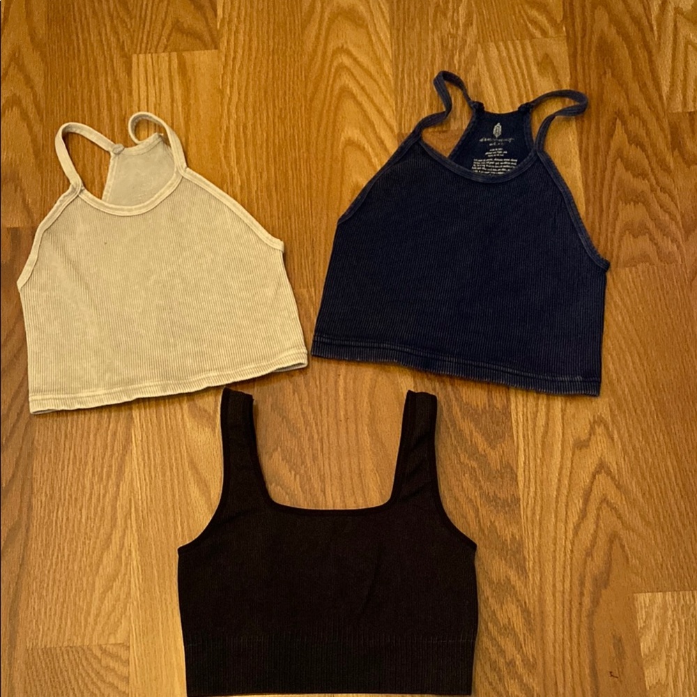 Stylish Women's Crop Tops - free people  Cream, and Navy  happiness runs crop
